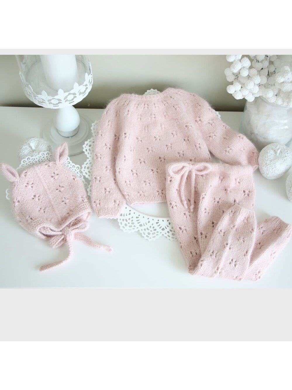 Angora knitted 3piece set
